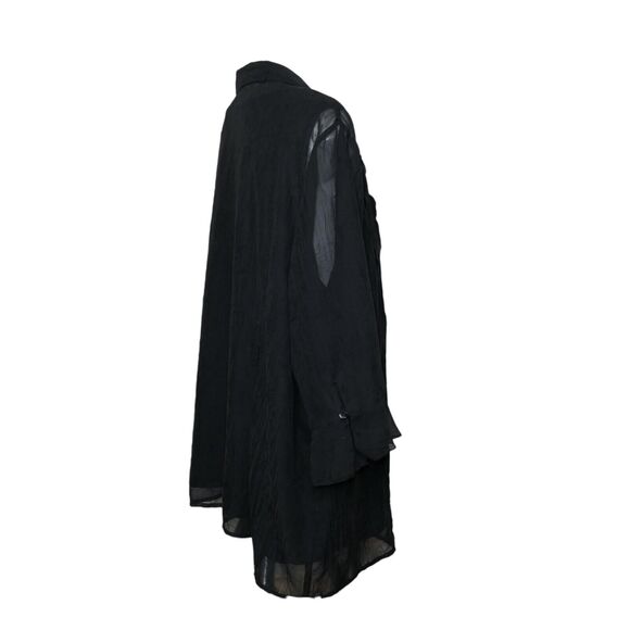 Maggie Barnes Black 3/4 Long Sleeve Button Front Twinset 3XL Ruffled Sleeve EUC - Picture 5 of 14